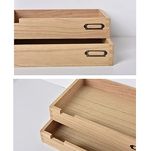 Kirigen Wood Desk Organizer Stackable Paper Tray Set Of 2 For Office Desktop Document Storage - Wooden Two Tier Tray - Stackable Letter Trays - Inbox Tray For Desk,Natural,2Ttp-Na #TOP4