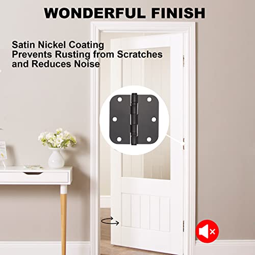 3 Pack Matte Black Door Hinges Black 3.5 x 3.5 Inch Interior Door Hinges 3 1/2 Inch Thicken with Round 5/8" Radius Corners, Hardware Door Hinge Replacement - Image 5