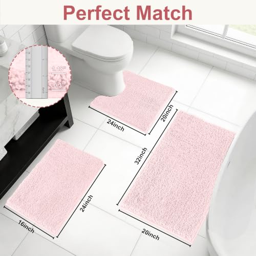 Baahrnom Bathroom Rugs Sets 3 Piece Non Slip Washable Bath Mat Set by Baahrnom - Used condition - Image 2