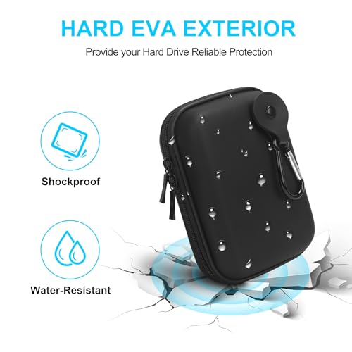 Lacdo Futerał na dysk twardy do Seagate Portable/Game Drive for Xbox PS5, Toshiba Canvio Basics, WD My Passport Portable External Hard Drive HDD Case 1TB 2TB 4TB 5TB 6TB Torba, Czarny