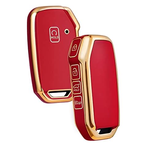 ELOHEI Key Fob Cover for Kia, Key Fob Case Accessories for 2019-2022 Kia Soul Forte Telluride K5/K3 Seltos NIRO Sportage Sorento Premium Soft TPU 360 Degree Full Protection(Red) Cover