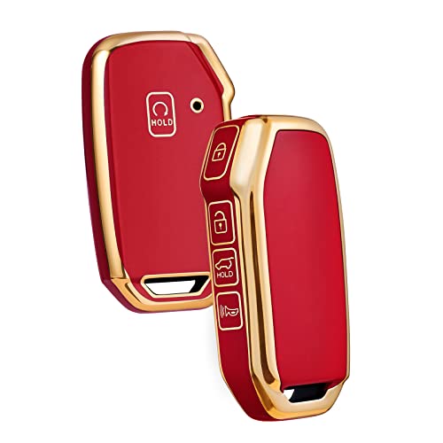 ELOHEI Key Fob Cover for Kia, Key Fob Case Accessories for 2019-2022 Kia Soul Forte Telluride K5/K3 Seltos NIRO Sportage Sorento Premium Soft TPU 360 Degree Full Protection(Red)