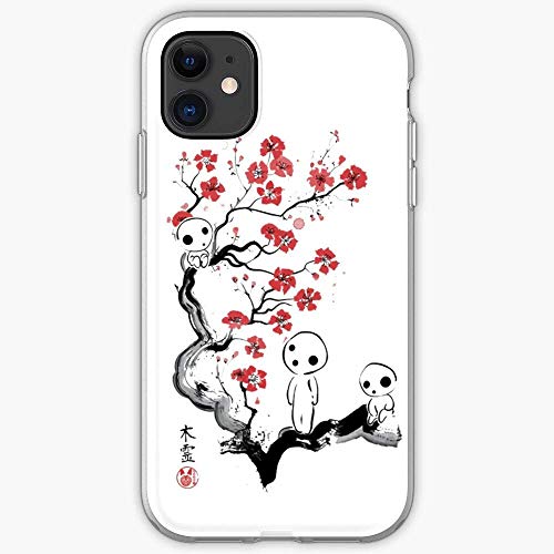 Eugenee Compatible avec iPhone 12/12 Pro Max 12 Mini 11 Pro Max Se X/XS Max XR 8 7 6 6s Plus Coque Mononoke Kodama Hayao Miyazaki Forest Spirited Away Totoro Spirit Princess Sakura Coque de téléphone