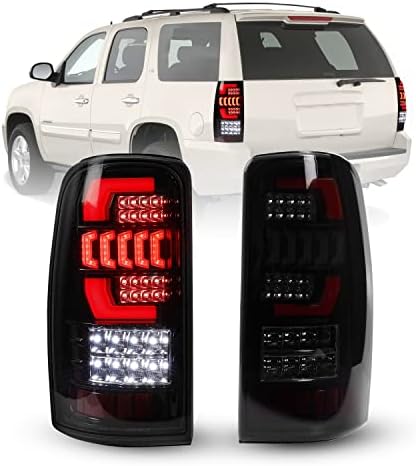 I1Motor LED Tail Lights for 2000 2001 2002 2003 2004 2005 2006 Chevy Suburban Tahoe GMC Yukon Taillights Automotive Replacement DRL Turn Signal Lamp Assembly, Smoke/Clear