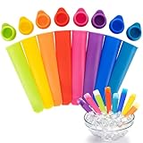 RAINFLOW 8 PCS Silicone Popsicle Molds – Reusable Popsicle Maker with Lids, Leak Proof Pop Tubes, Food Grade Silicone Freezer Molds for Homemade Ice Pops, Yogurt Tubes,Family Snacks