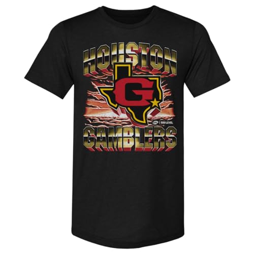 500 LEVEL Houston Gamblers Vintage Men's Premium T-Shirt (Tri Black, Medium)