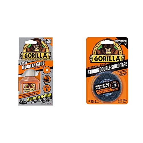 KURE ゴリラグルー クリア 51ml 1770 & Gorilla Glue ゴリラ強力両面テープ ストロング 25.4mm×1.52m【セット買い】
