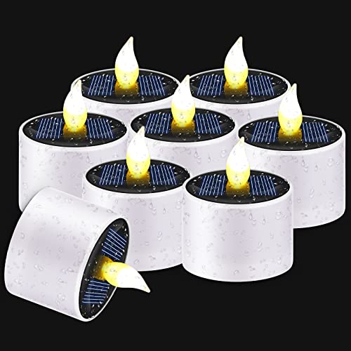 Cxmyke 8Pcs Reusable Solar Tea Lights Outdoor Waterproof - Rechargeable Led Tealight Candles With Dusk To Dawn Light Sensor - Great For Lantern, Garden Camping And Home Decor, 2.3”H × 2.3”D #TOP11