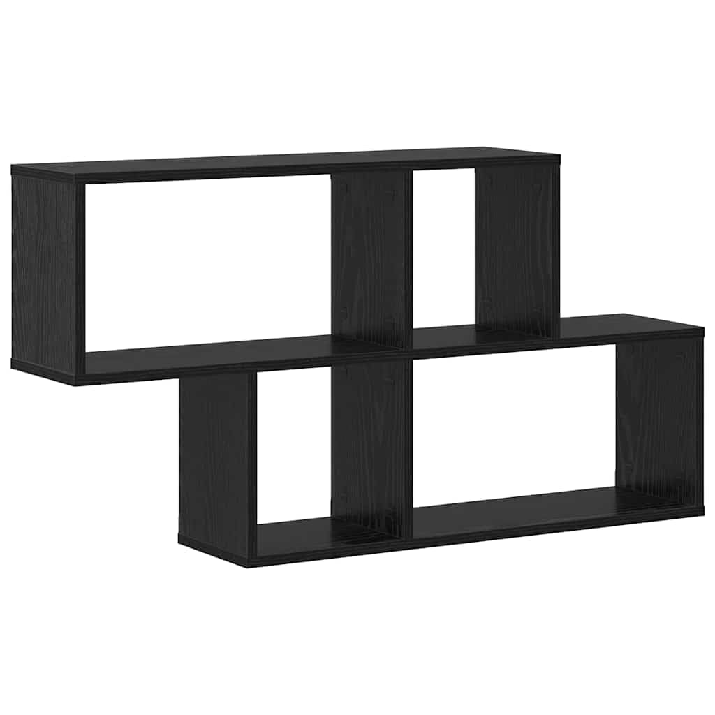 Étagère Murale Bois d'Ingénierie Noir Style Rustique 4 Niveaux Rangement