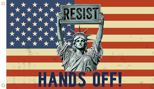 WENWELL Resist Flag Tapestry,Hands Off Protest American Flag, Statue of Liberty Fuck ICE Design, 3x5 Feet, Polyester with Grommets,Single