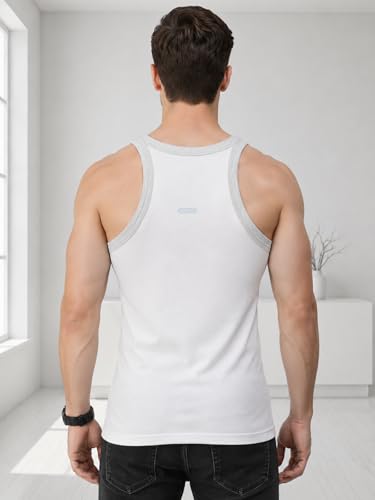 Image of Lux Cozi Men's Cotton Vest (Pack of 4) (Color & Prints May Vary)