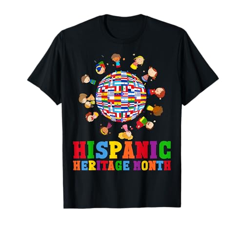 National Hispanic Heritage Month Flag Countries Globe Camiseta
