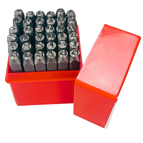 BENCH WIZARD 36 Pc Alpha Numeric Punch Set | 1/4Inch (6MM) | Heat-Treated Carbon Steel Punches| Includes A - Z & 0-9 | Great For Metal, Plastic, Wood, Leather Stamping