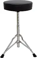 New York Banco para Bateria DT 3, Assento Redondo com Espuma, 3 Pés, Regulagem de Altura 5 Fases, Preto com Ferragem Cromada