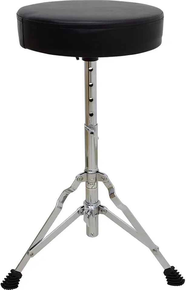 New York Banco para Bateria DT 3, Assento Redondo com Espuma, 3 Pés, Regulagem de Altura 5 Fases, Preto com Ferragem Cromada