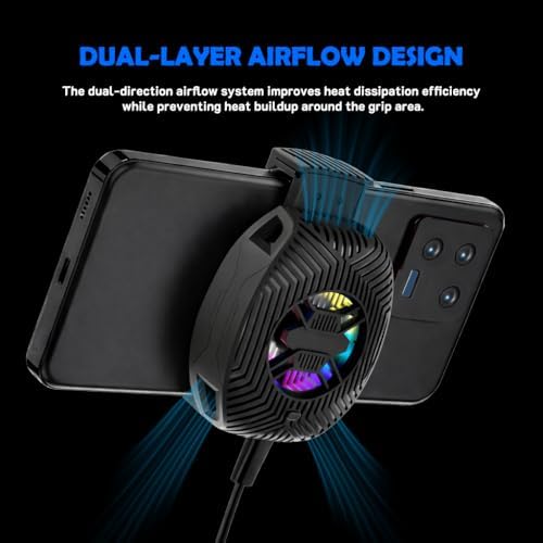 Fclvd Phone Cooler for Gaming – Fast Cooling Semiconductor Cell Phone Fan with Low Noise, Portable & Adjustable Phone Cooling Fan Compatible with iPhone & Android - 2