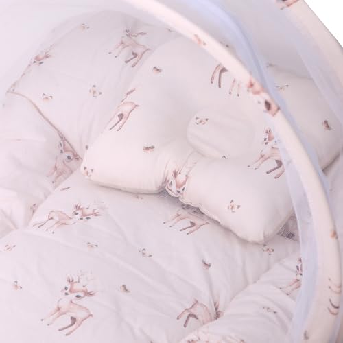 Image of Bibs & cribs Baby Bedding Set for New Born Baby Bed with Net Mosquito 0 to 12 Month Baby Nest for New Born with Pillow Infant Toddler Sleeping Nest Travel Bed Set for Baby Boy Girl