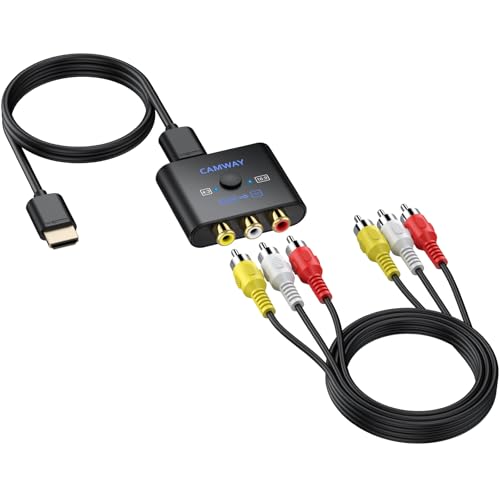 CAMWAY Convertisseur AV vers HDMI avec Câble 50cm Adaptateur RCA vers HDMI 1080P/720P (60Hz)pour PS1/PS2/Wii/N64 Commutateur 4:3/16:9 Exclusif Plug & Play...