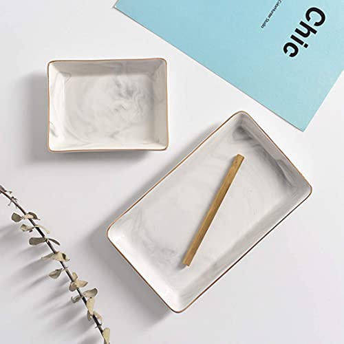 Nordic Grey Striped Marble Plate - Ceramic Jewelry Tray, Ring Holder, Bracelets Plate, Dessert Dish - Perfect To Hold Small Jewelries, Rings, Necklaces, Earrings, Bracelets, Cosmetics, Etc. #TOP5