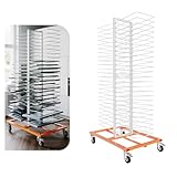Gelacie 50 Shelves Paint Drying Stand Rack with 4 Caster Wheels, 25lbs/Shelf Capacity, Space Saving, Modern Style, Orange & White