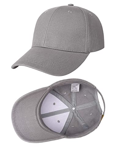 Aosmi 2 Pack Classic Cotton Baseball Hats Men Women Adjustable Ball Caps For Outdoor Workouts/Sports/Golf/Running Black-Grey #TOP3
