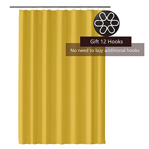 Tobywen Shower Curtain Liner, Peva Yellow Shower Curtain With Rustproof Metal Grommet And 3 Magnetic Weights Odor Free Shower Liner 72 X 72 Inch #TOP4