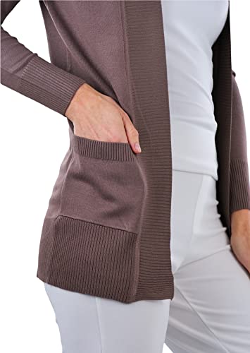 Image of ToBeInStyle Women's Long Sleeve Rib Banded Open Sweater Cardigan