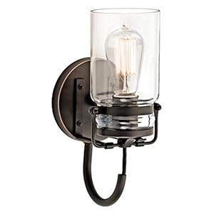 Kichler Brinley 115 Wall Sconce in Olde Bronze 1 Light Vintage Wall Mount Light with Clear Glass 115 H x 5 W 45576OZ