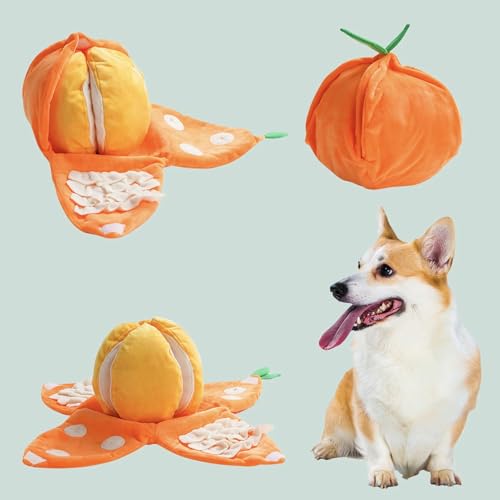 Tapis de chien interactif grinçant et tapis d'alimentation pour chiots orange - 8