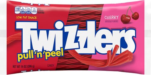 TWIZZLERS Pull \'n\' Peel Licorice Candy, Cherry, 14 Ounce (Pack of 6)