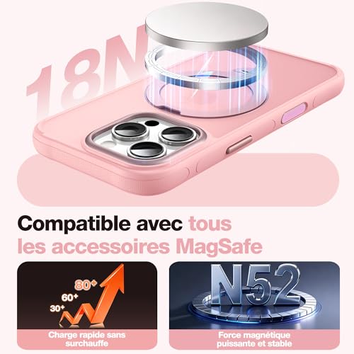 Protégez votre iPhone 16 Pro des rayures avec cette coque rose MagSafe à support - 3