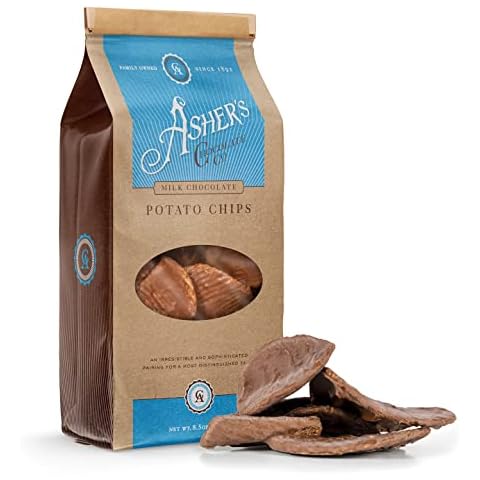 Asher's Chocolate Company, Delicious Chocolate Covered Potato Chips, Made from the Finest Kosher Chocolate, Family Owned Since 1892 (8.5oz, Milk Chocolate) Cover