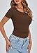 PRETTYGARDEN Womens 2026 Summer Short Sleeve Tops Ribbed Henley Button Slim Fit Basic Casual T Shirts Blouse Fashion Clothing (Coffee,Large)