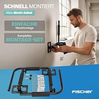 FISCHER Wandhalterung Dachbox, Halter aus Metall, mit Montagematerial, platzsparende Aufbewahrung für Garage und Keller, vielseitig verwendbar, max. Tragkraft 40 kg, schwarz – Ansicht 8