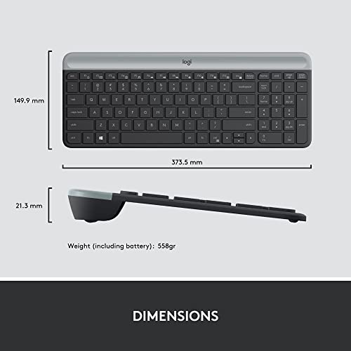 Logitech MK470 Slim Wireless Keyboard and Mouse Combo - Modern Compact Layout, Ultra Quiet, 2.4 GHz USB Receiver, Plug n' Play Connectivity, Compatible with Windows - Graphite by Logitech - Image 9