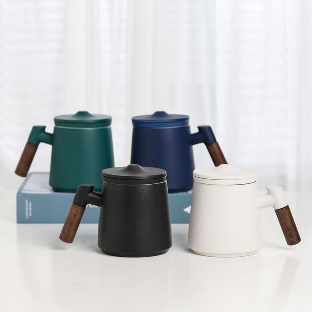 HSQMA Tasse De Thé en Céramique avec Infuseur Et Couvercle, Mignonne Tasse De Thé avec Filtre en Vrac, Chinois La Tasse De Thé en Porcelaine Fait À La Main for Le Bureau À Domicile (Color : Black)
