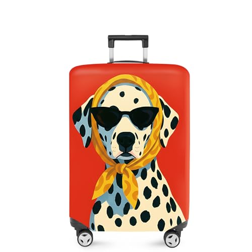 ANNA QUEEN Cute Dog Luggage Cover for 28-30 Inch Checked Suitcase, Stretch Fabric Suitcase Protector, Anti-Scratch Dustproof Washable Travel Sleeve
