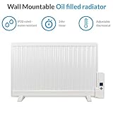 electriQ 800W Slim Oil Filled Radiator | Ultra Thin 6 cm Depth | Wall Mounted or Freestanding | Adjustable Thermostat Control | Twenty Four Hour Timer | IP22 Splash Resistant | Child Lock Safety - Image 3