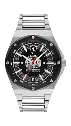 Ferrari Scuderia Aspire Men's Quartz Stainless Steel And Link Bracelet Watch, Color: Silver (Model: 0830846) #TOP19