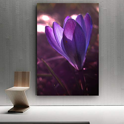 Affiche colorée fleur pourpre et peinture murale abstraite nordique 70x100 cm sans cadre