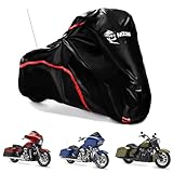 MZS Motorcycle Cover Waterproof Outdoor, 420D All Season Weather Touring Protection Cover Storage fit up to 107' Compatible with Road King Electra Street Glide Ultra Revial Heritage Vulcan Wing
