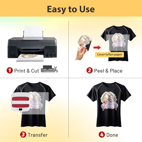 Image of TransOurDream Heat Transfer Paper for Dark Polyester Fabrics (Dark X, 8.5 inchx11 inch, 50 Sheets) Printable Iron on Heat Transfer Vinyl for Inkjet Printer