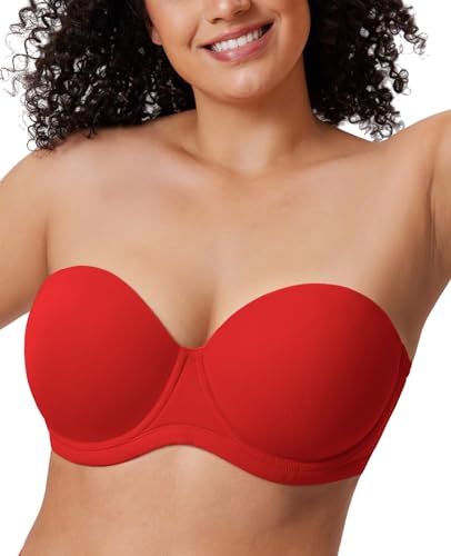 Image of DELIMIRA Women's Lightly Padded Plus Size Strapless Bras | Full Coverage, Underwire, for Large Breasts, Multiway Bra