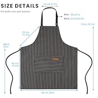 BeLuyi Adjustable Bib Apron with 2 Pockets Chef Cooking Kitchen Restaurant Aprons for Women Men (Black Pinstripe) — image 3