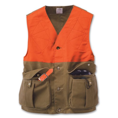 Filson 16025 Tin Cloth Upland Hunting Vest (X-Large, Blaze Orange/Tan)
