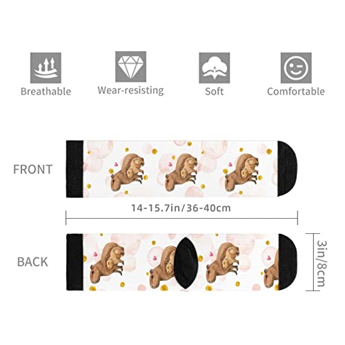 Image of Jedenkuku Pink Cute Capybara Animal Mother'S Day Novelty Fun Crew Socks Fashion Comfortable Men'S And Women'S Socks