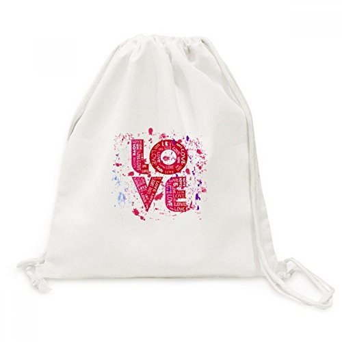 Sac à cordon en toile motif rose amour, idée cadeau Saint-Valentin utile