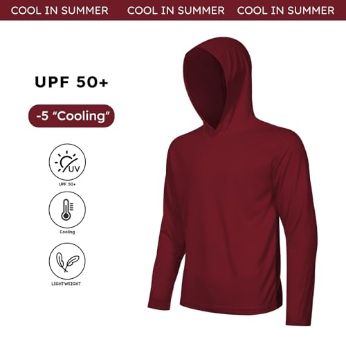 Image of 5 Pack Men's UPF 50+ Sun Protection Hoodie Shirts Long Sleeve Shirts Quick Dry Lightweight for Running Workout Hiking Fishing