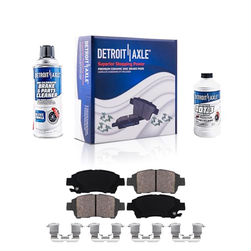 Image of Detroit Axle - Front Ceramic Pads w /Hardware Brake Cleaner Fluid for 2000 Toyota Echo