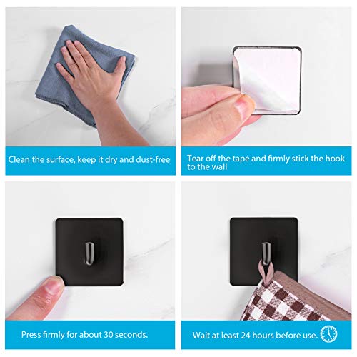 Homeasy Zelfklevende handdoekhaken, 5 stuks, zelfklevende handdoekhouder, kleefhaken, roestvrij staal, wandhaken, zonder… - Image 7